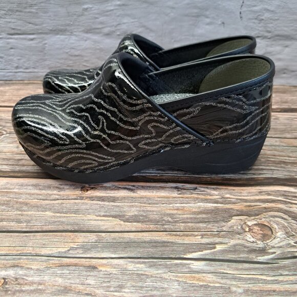 dansko XP 2.0 Patent Glitter Wave women's 37 6.5 Black and silver - Picture 3 of 8
